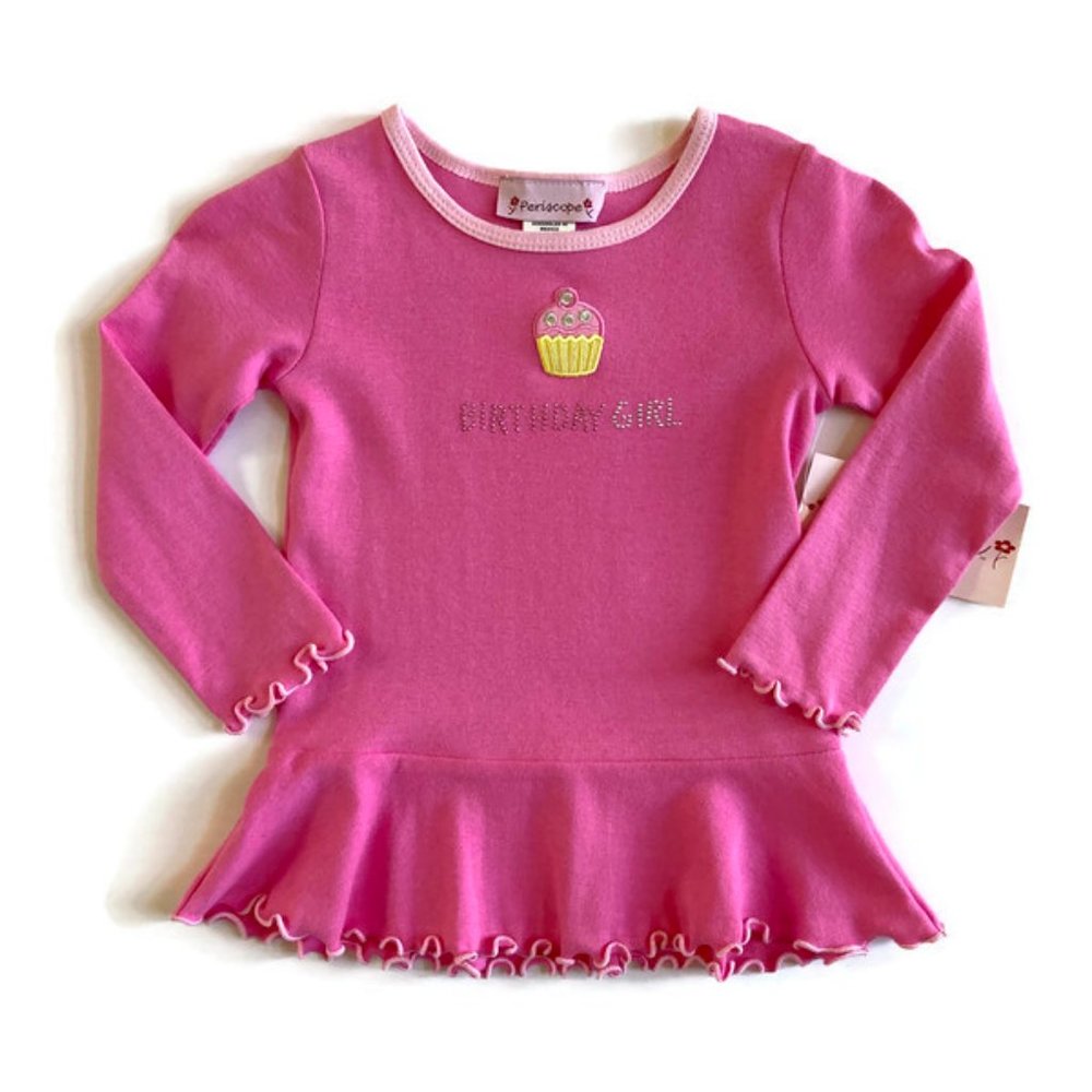 Periscope girls hot pink Birthday Girl top new